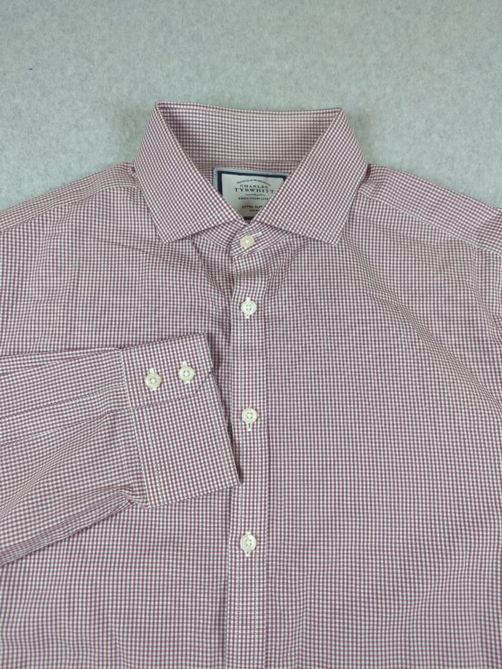 Charles Tyrwhitt Extra Slim Fit Dress Shirt Men's 17 / 35 Long Sleeve Non Iron